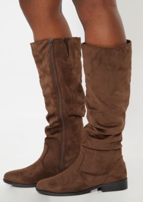 ribbed faux suede booties