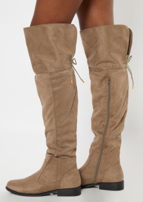 taupe suede over the knee boots