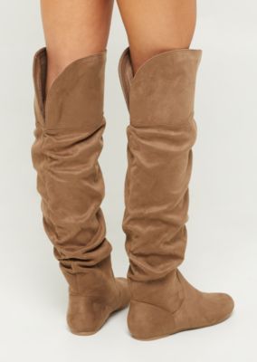 flat heel suede boots