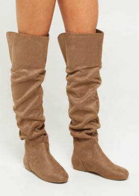 taupe suede over the knee boots