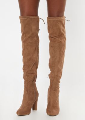 taupe over the knee boots