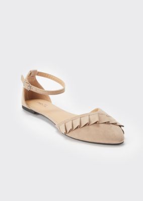 tan ankle strap flats