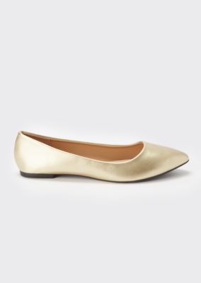 gold pointed toe flats
