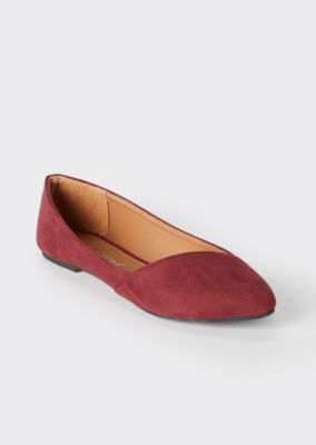 burgundy pointed toe flats