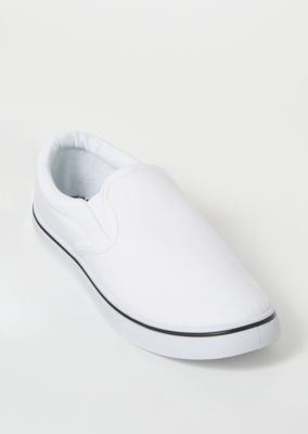 white canvas slip ons