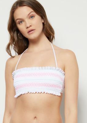 smocked tube bandeau bikini top