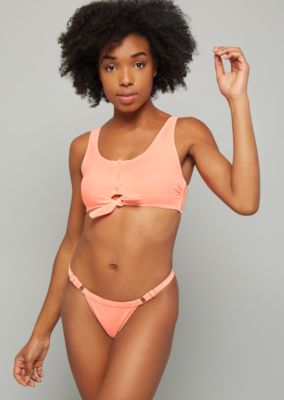 neon peach bathing suit