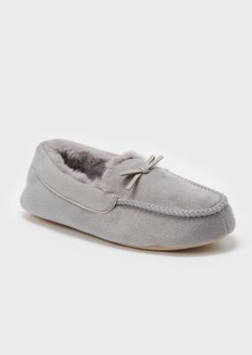 gray moccasin slippers