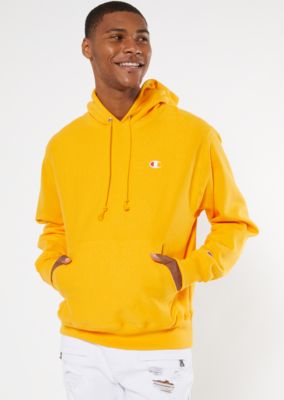 yellow champion logo hoodie