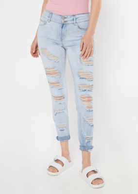 ripped light wash skinny jeans