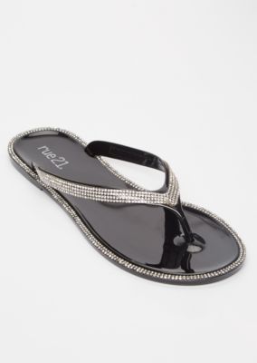 black rhinestone flip flops