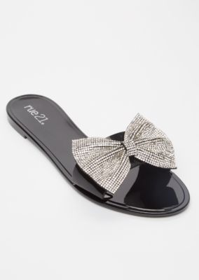 rhinestone bow flip flops