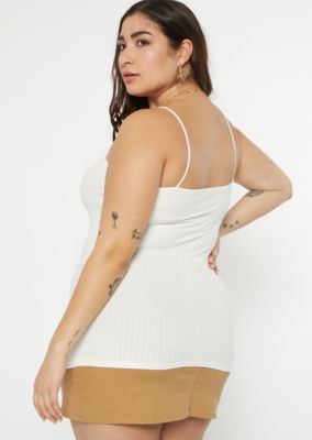 white square neck tank top