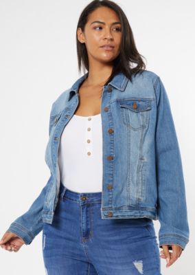 plus size stretch jean jacket