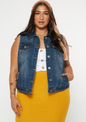 plus size jean vest