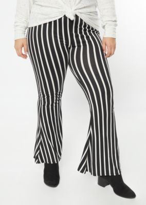 black and white striped flare pants