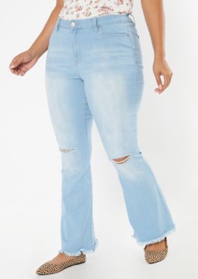 frayed hem flare jeans