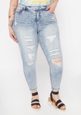 plus size acid wash jeans