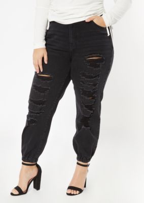 black ripped jogger jeans