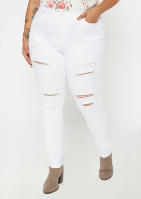 ripped white jeggings