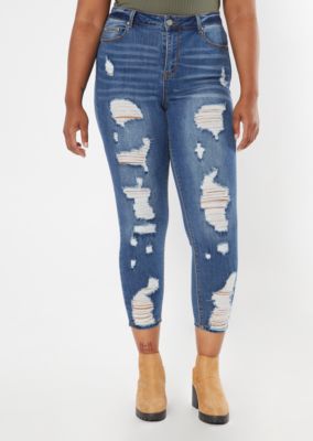 distressed jeggings high waisted