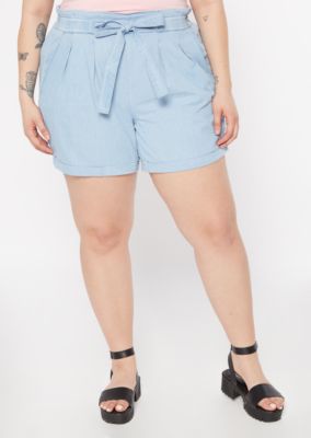 plus size chambray shorts