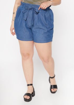 plus size chambray shorts