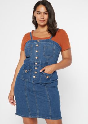 plus size denim mini dress