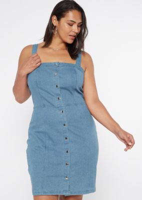 button jean dress