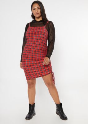 plus size red plaid dress