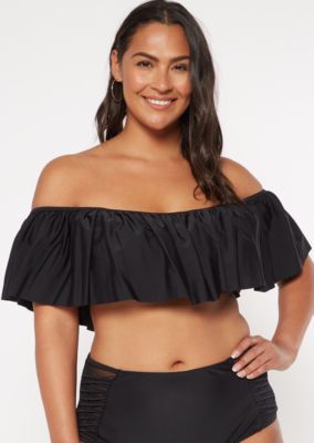 black off the shoulder bikini top